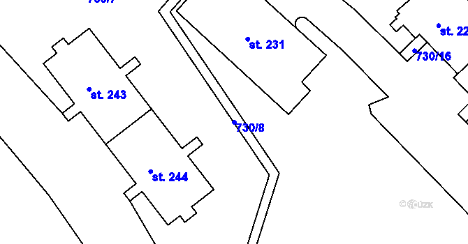 Parcela st. 730/8 v KÚ Nová Ves u Teplic, Katastrální mapa