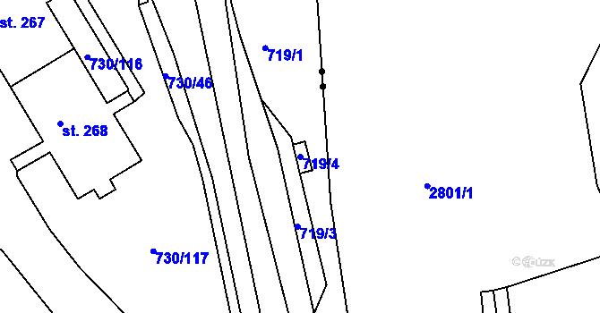 Parcela st. 719/4 v KÚ Nová Ves u Teplic, Katastrální mapa