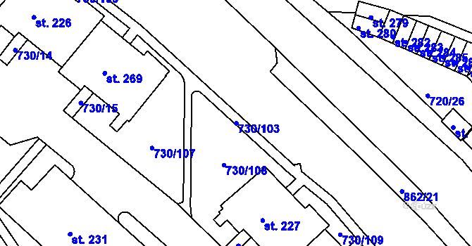Parcela st. 730/103 v KÚ Nová Ves u Teplic, Katastrální mapa