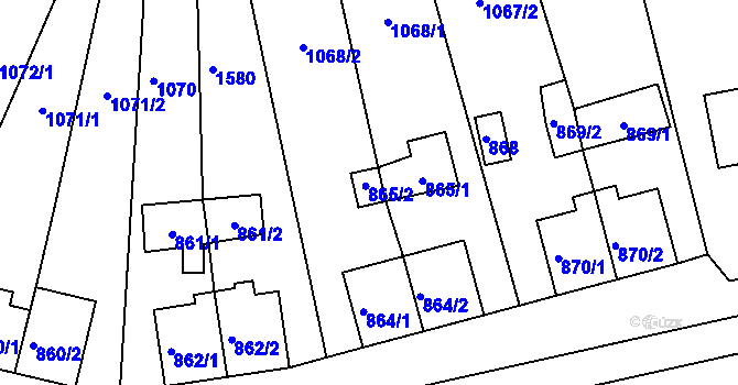 Parcela st. 865 v KÚ Bražec u Doupova, Katastrální mapa
