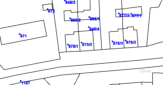 Parcela st. 875/2 v KÚ Bražec u Doupova, Katastrální mapa