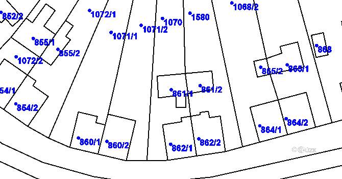 Parcela st. 861/1 v KÚ Bražec u Doupova, Katastrální mapa