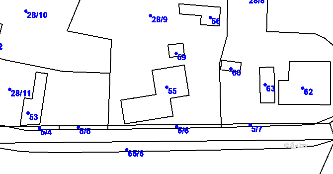 Parcela st. 55 v KÚ Doupovské Hradiště, Katastrální mapa