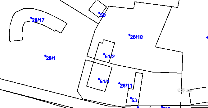 Parcela st. 51/2 v KÚ Doupovské Hradiště, Katastrální mapa