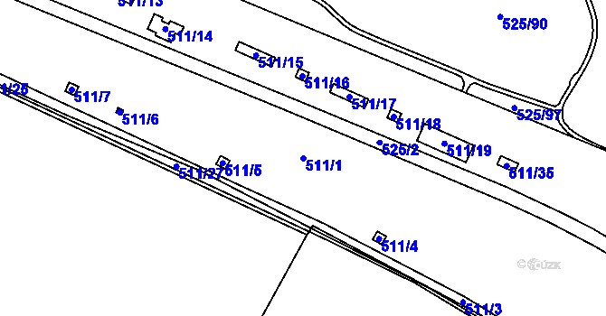Parcela st. 511/1 v KÚ Vrchbělá, Katastrální mapa