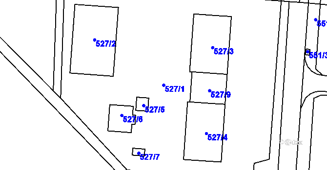 Parcela st. 527/1 v KÚ Vrchbělá, Katastrální mapa