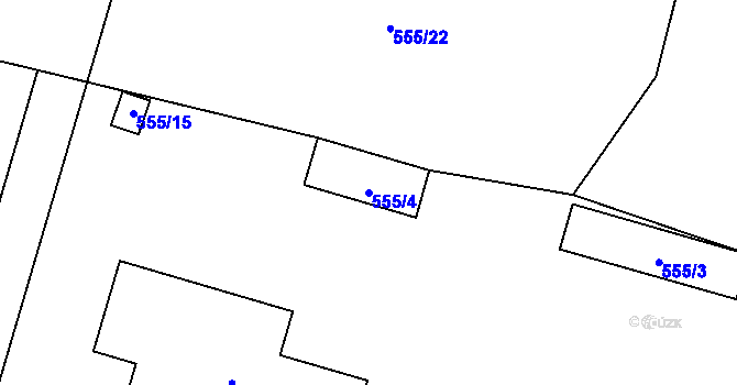 Parcela st. 555/4 v KÚ Vrchbělá, Katastrální mapa