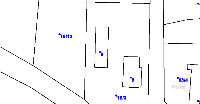 Parcela st. 9 v KÚ Horní Krupá, Katastrální mapa