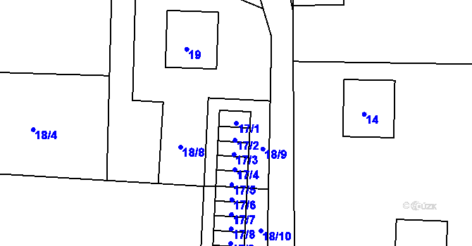 Parcela st. 17/1 v KÚ Horní Krupá, Katastrální mapa