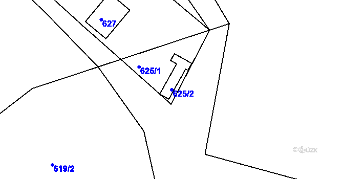 Parcela st. 625/2 v KÚ Hradčany nad Ploučnicí, Katastrální mapa