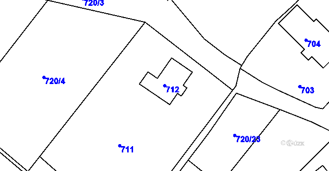 Parcela st. 712 v KÚ Hradčany nad Ploučnicí, Katastrální mapa