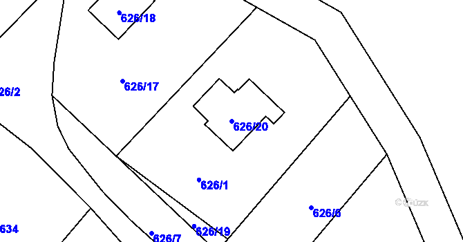 Parcela st. 626/20 v KÚ Hradčany nad Ploučnicí, Katastrální mapa