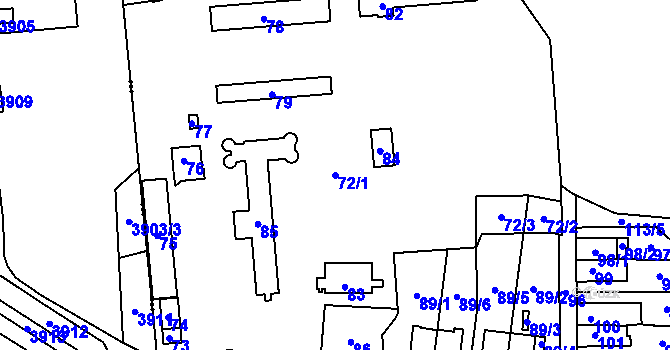 Parcela st. 72/1 v KÚ Ploužnice pod Ralskem, Katastrální mapa
