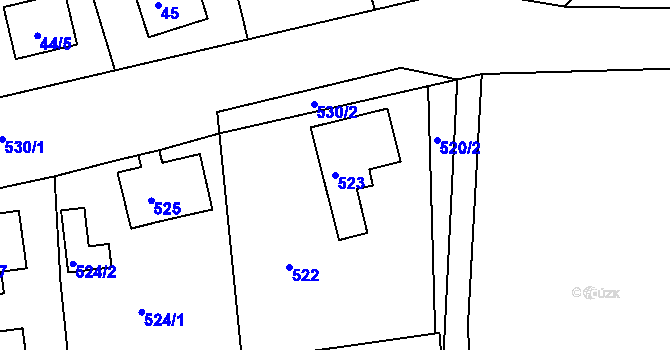 Parcela st. 523 v KÚ Ploužnice pod Ralskem, Katastrální mapa