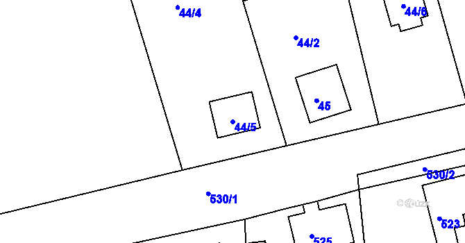 Parcela st. 44/5 v KÚ Ploužnice pod Ralskem, Katastrální mapa
