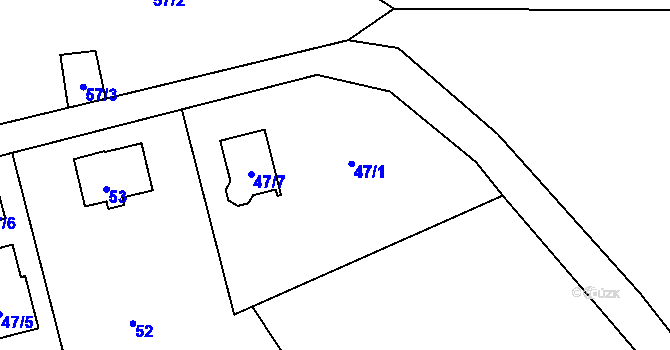 Parcela st. 47/1 v KÚ Ploužnice pod Ralskem, Katastrální mapa