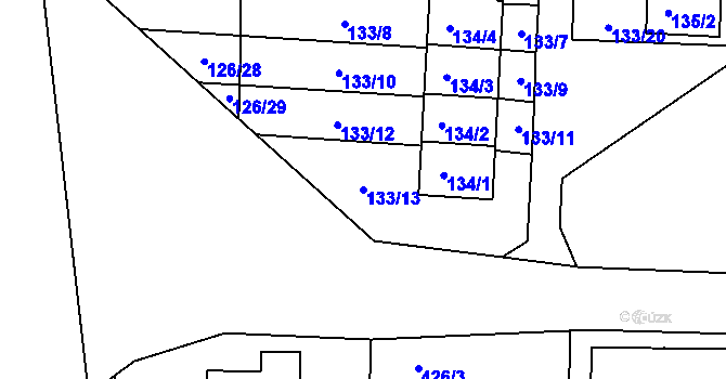 Parcela st. 133/13 v KÚ Ploužnice pod Ralskem, Katastrální mapa