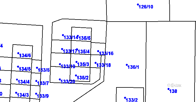 Parcela st. 133/16 v KÚ Ploužnice pod Ralskem, Katastrální mapa