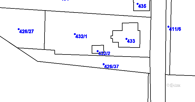 Parcela st. 432/2 v KÚ Ploužnice pod Ralskem, Katastrální mapa
