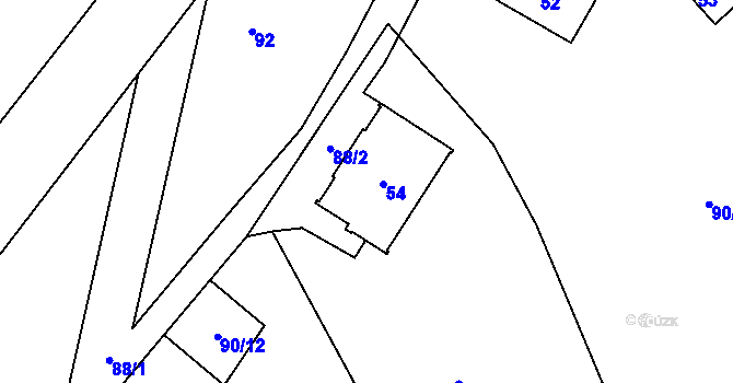 Parcela st. 54 v KÚ Kozlov u Velkého Újezdu, Katastrální mapa