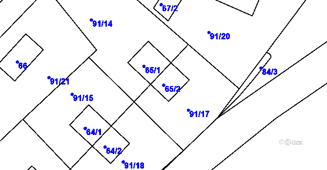 Parcela st. 65/2 v KÚ Kozlov u Velkého Újezdu, Katastrální mapa