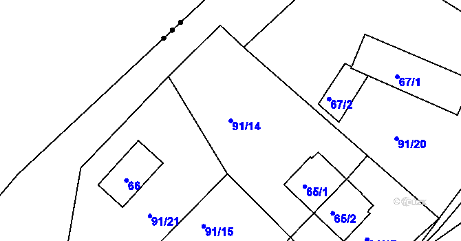 Parcela st. 91/14 v KÚ Kozlov u Velkého Újezdu, Katastrální mapa