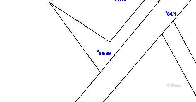 Parcela st. 91/29 v KÚ Kozlov u Velkého Újezdu, Katastrální mapa