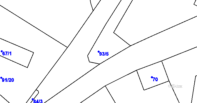 Parcela st. 93/5 v KÚ Kozlov u Velkého Újezdu, Katastrální mapa