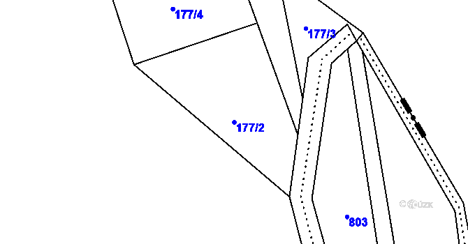 Parcela st. 177/2 v KÚ Kozlov u Velkého Újezdu, Katastrální mapa