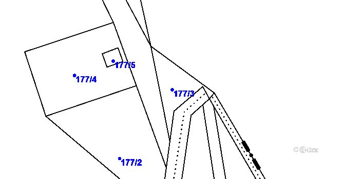 Parcela st. 177/3 v KÚ Kozlov u Velkého Újezdu, Katastrální mapa