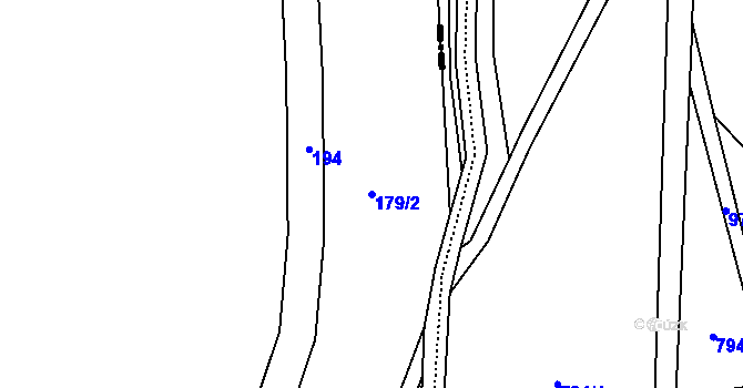 Parcela st. 179/2 v KÚ Kozlov u Velkého Újezdu, Katastrální mapa