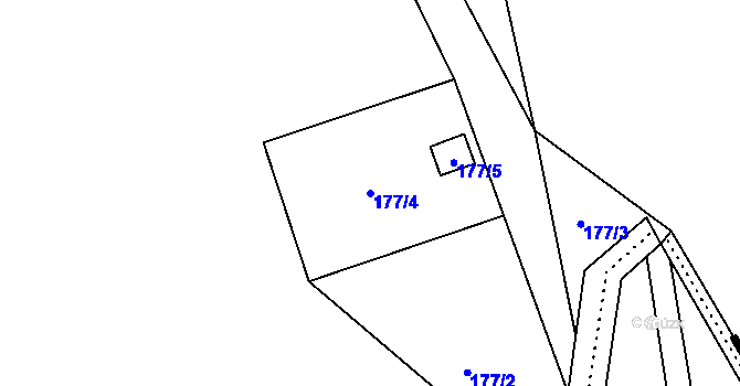 Parcela st. 177/4 v KÚ Kozlov u Velkého Újezdu, Katastrální mapa