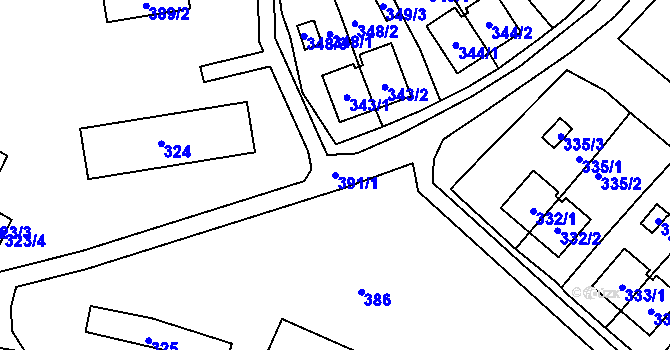 Parcela st. 391/1 v KÚ Luboměř u Potštátu, Katastrální mapa