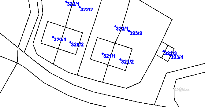 Parcela st. 321/1 v KÚ Luboměř u Potštátu, Katastrální mapa
