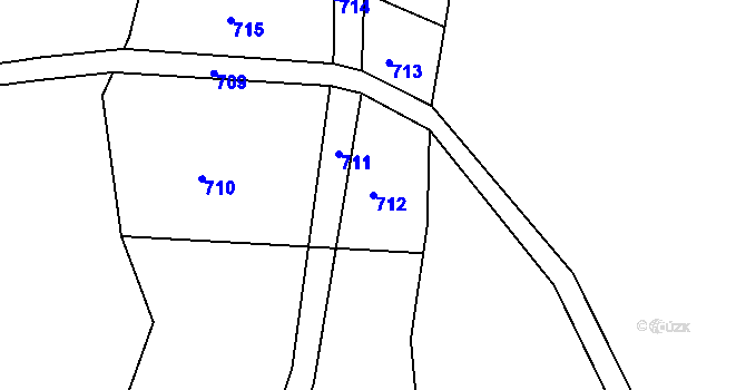 Parcela st. 712 v KÚ Krásensko II, Katastrální mapa