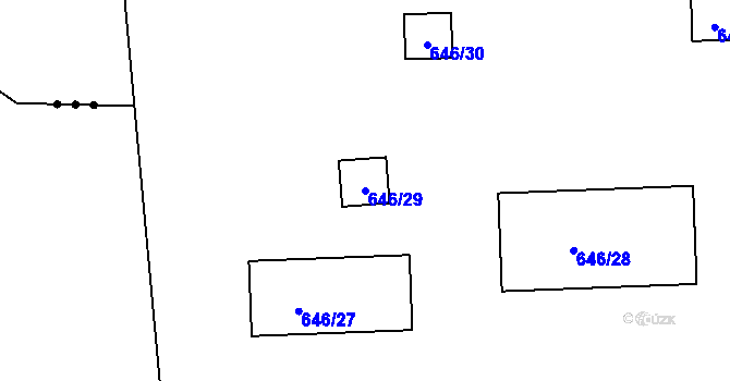 Parcela st. 646/29 v KÚ Kozlov u Velkého Újezdu I, Katastrální mapa
