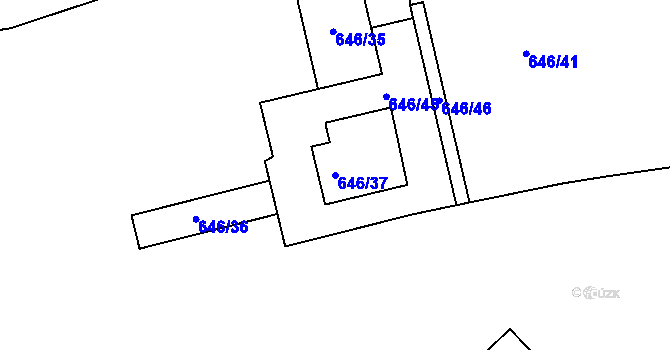 Parcela st. 646/37 v KÚ Kozlov u Velkého Újezdu I, Katastrální mapa