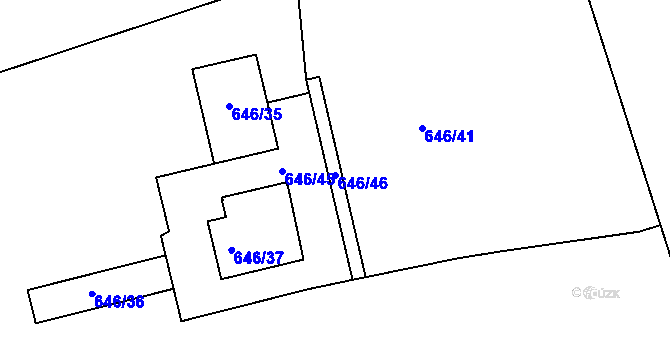 Parcela st. 646/46 v KÚ Kozlov u Velkého Újezdu I, Katastrální mapa