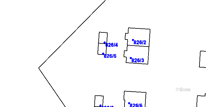 Parcela st. 826/5 v KÚ Skořice v Brdech, Katastrální mapa
