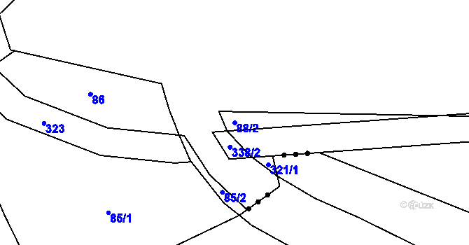 Parcela st. 88/2 v KÚ Láz v Brdech, Katastrální mapa