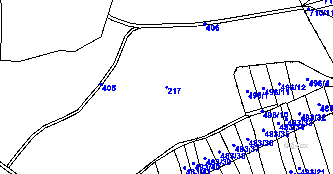 Parcela st. 217 v KÚ Obecnice v Brdech, Katastrální mapa