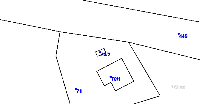 Parcela st. 70/2 v KÚ Chaloupky v Brdech, Katastrální mapa