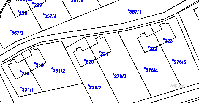 Parcela st. 221 v KÚ Kraví Hora, Katastrální mapa