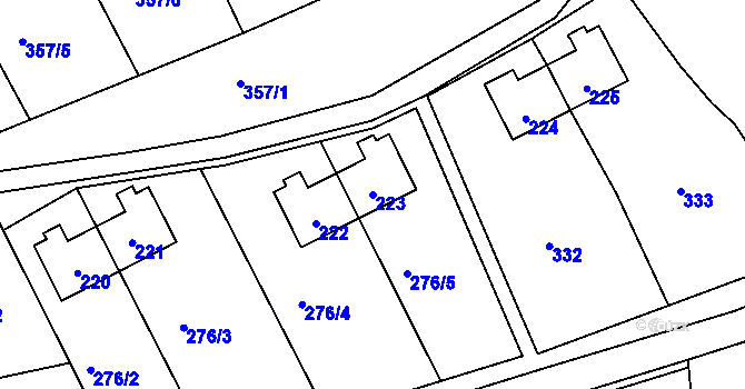 Parcela st. 223 v KÚ Kraví Hora, Katastrální mapa