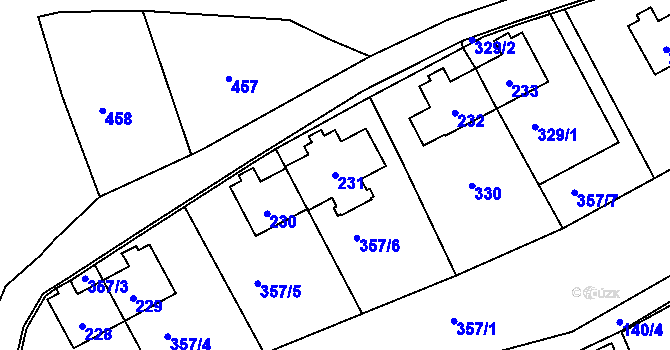 Parcela st. 231 v KÚ Kraví Hora, Katastrální mapa