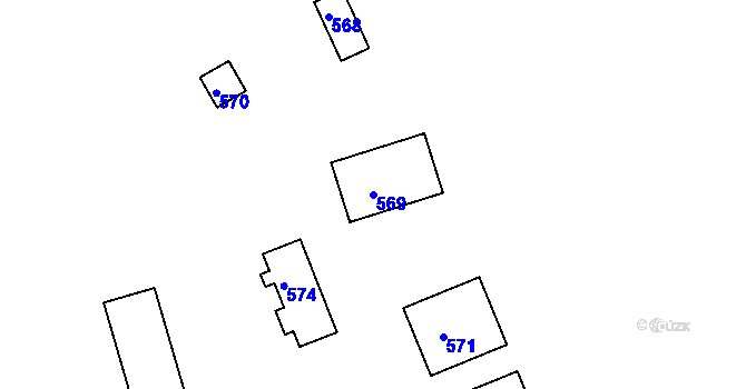 Parcela st. 569 v KÚ Velká Střelná, Katastrální mapa