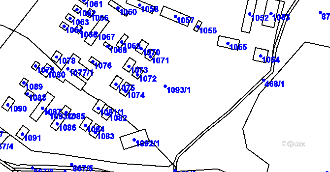 Parcela st. 1093/1 v KÚ Hrachoviště, Katastrální mapa