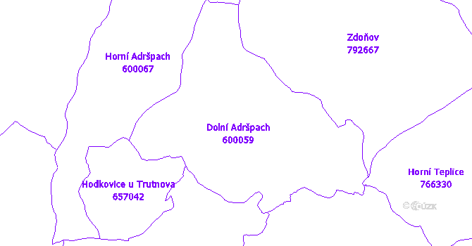 Katastrální mapa Adršpach