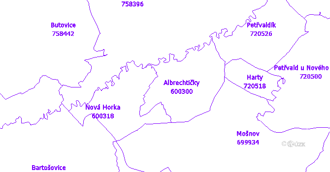 Katastrální mapa Albrechtičky
