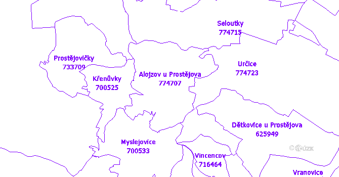Katastrální mapa Alojzov